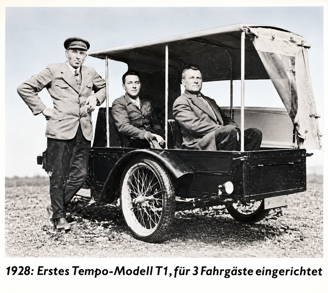 Tempo T1 von 1928, für drei Fahrgäste eingerichtet
