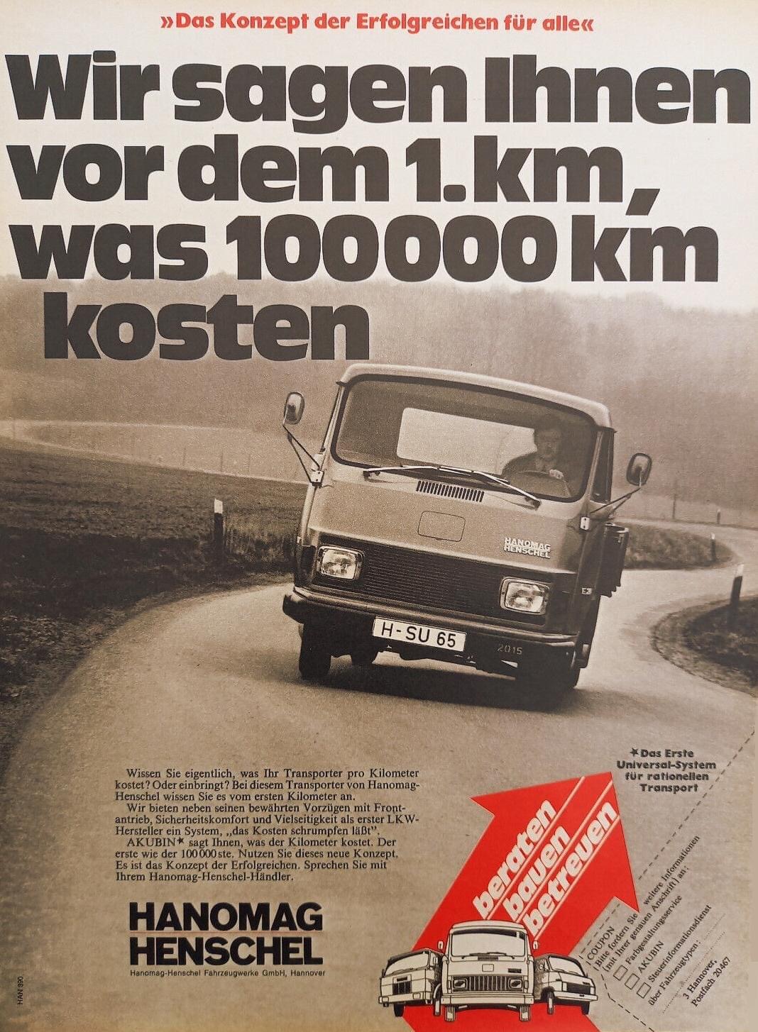 Hanomag-Henschel Werbung – Kosten über 100.000 km