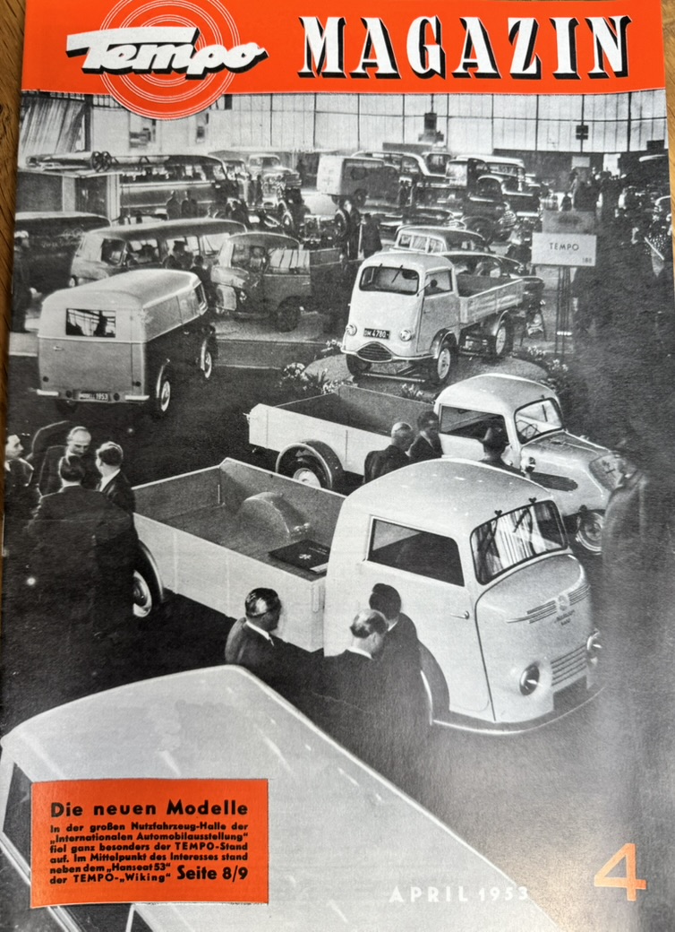 Titel Tempo Magazin April 1953 mit Wiking und weiteren Tempo-Nutzfahrzeugen