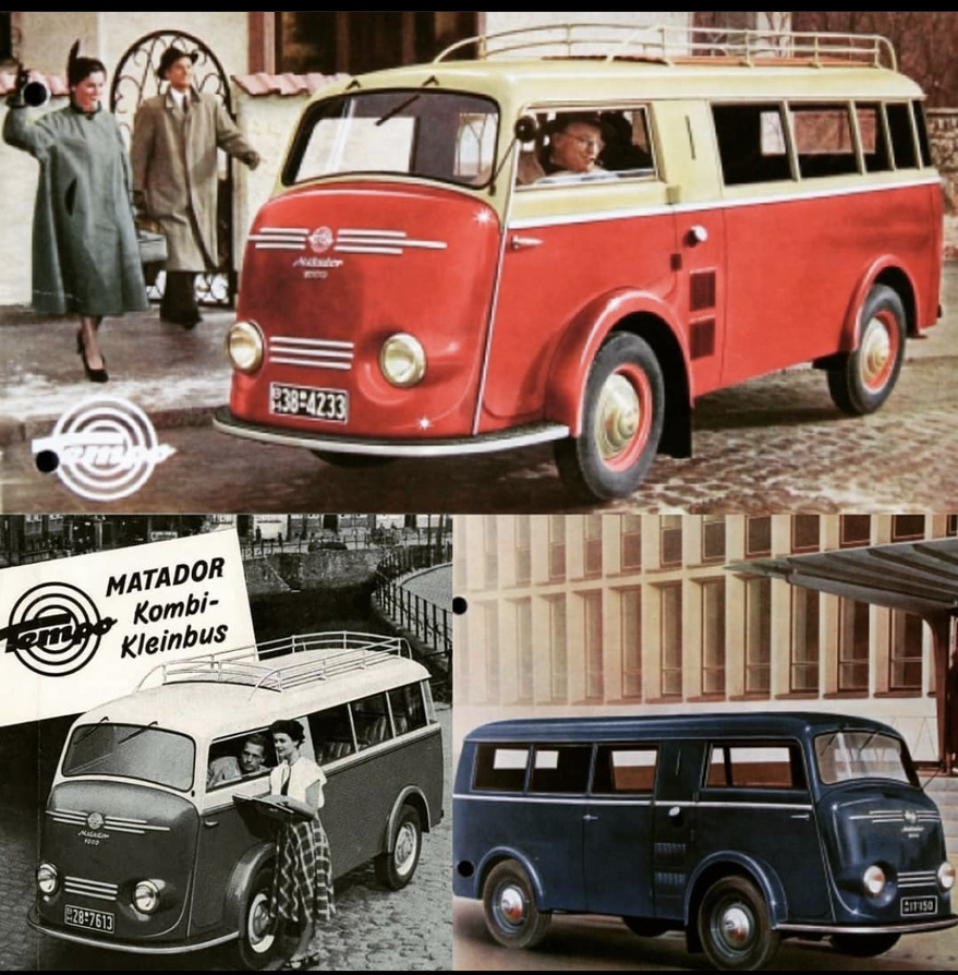 Zeitgenössische Aufnahmen des Tempo Matador 1000 als Kombi und Kleinbus