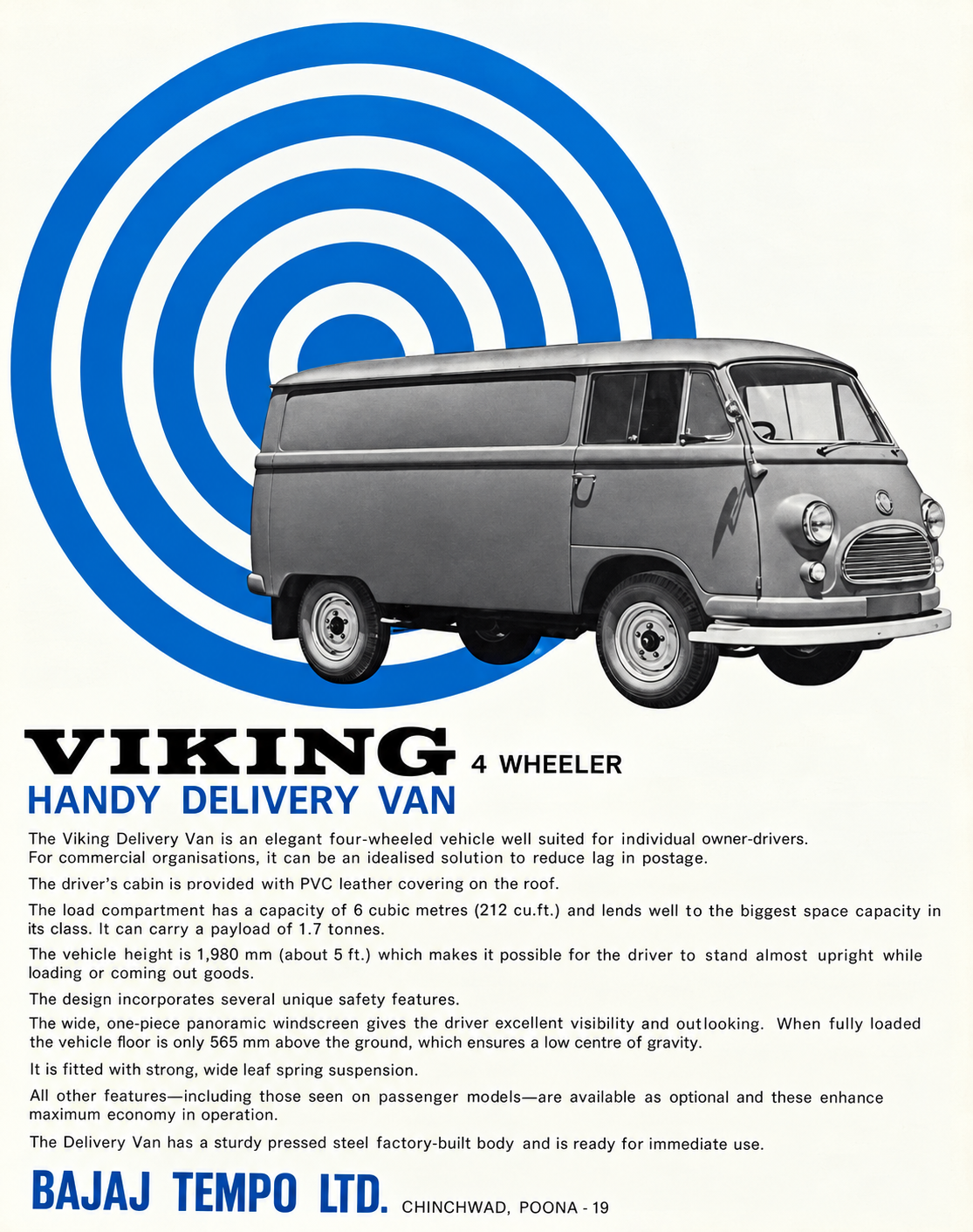 Zeitgenössischer Bajaj Tempo Viking Flyer