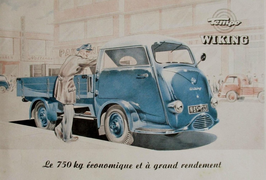 Zeitgenössische Werbung für den Tempo Wiking Pritschenwagen