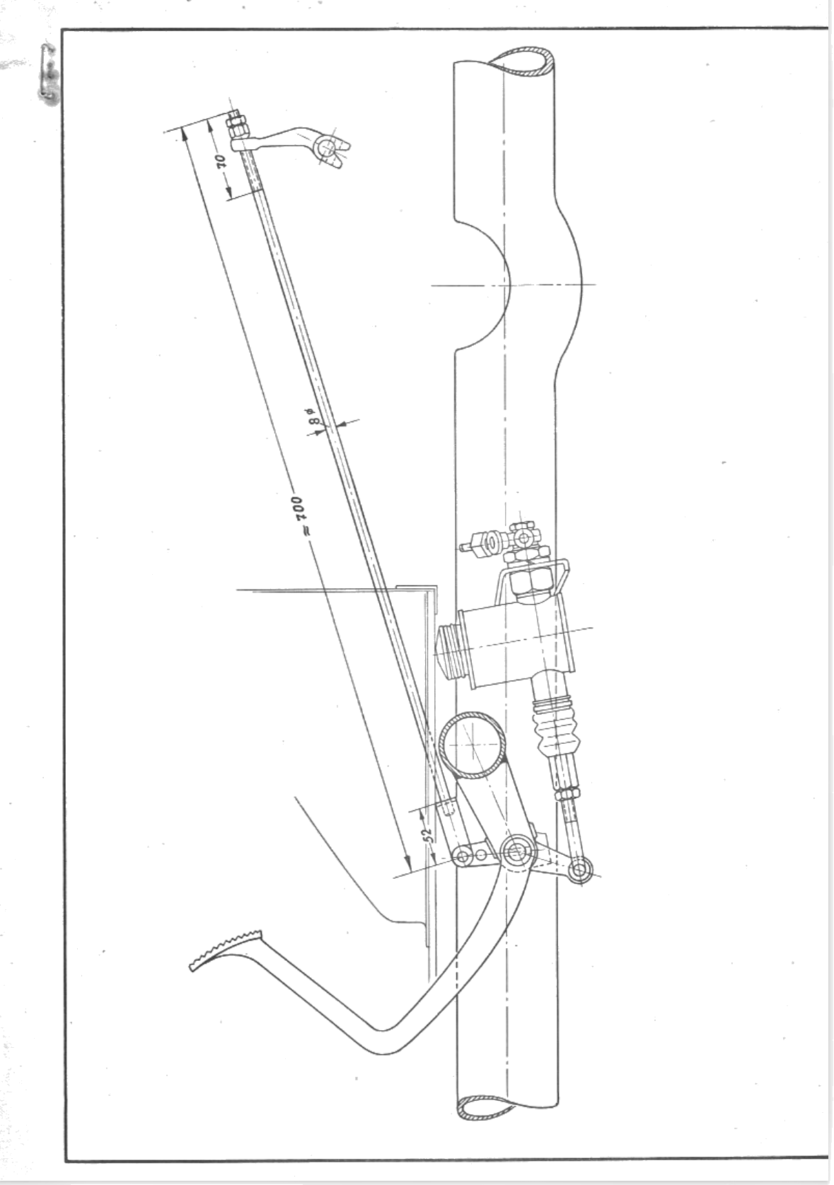 Originalzeichnung Einbau Kupplungsgestänge, KD-Rundschreiben M 5